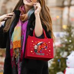 Personalisierte Cartoon-Charakter Weihnachtsmütze Light Strip Initial großen roten Jute Geschenk Tote Tasche mit Namen Weihnachtsfest Party Geschenk für Familie