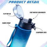 Personalized Cartoon Soccer Character Name Gradient Sports Water Bottle with Flip Top Lid and Strap Birthday Gift for Gym Fitness Soccer Lover