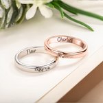 Gepersonaliseerde Gegraveerde Geboortebloem Dunne Ring met Naam Minimalistische Sieraden Verjaardag Moederdagcadeau voor Haar