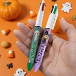 Stylo 4-en-1 rétractable avec nom Personnalisé Halloween Personnalisé Personnage de dessin animé avec paillettes Cadeau d'Halloween pour les enfants