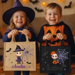 Personalizzato personaggio dei cartoni animati ragnatela grande capacità Tote bag con nome Halloween Party regalo per i bambini