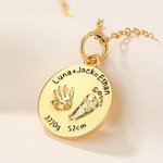 Collar Personalizado Huella de Mano Huella de Pie de Bebé con Nombre Información de Nacimiento Joyería Minimalista Regalo de Cumpleaños Aniversario para Recién Nacido Bebé Mamá