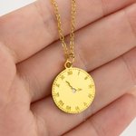 Personalized Dial Desgin Inlaid Zircon Necklace with Name Date and Time Dainty Jewelry Birthday Anniversary Gift for Baby New Mom