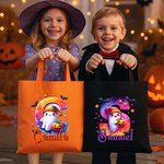 Personalized Halloween Ghost Letter Canvas Bag with Name Halloween Party Gift for Children