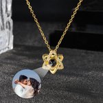 Personalized Zircon Hexagram Photo Projection Necklace Dainty Jewelry Anniversary Birthday Gift for Women