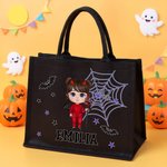 Personalizzato personaggio dei cartoni animati ragnatela grande capacità Tote bag con nome Halloween Party regalo per i bambini