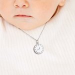 Personalized Dial Desgin Inlaid Zircon Necklace with Name Date and Time Dainty Jewelry Birthday Anniversary Gift for Baby New Mom