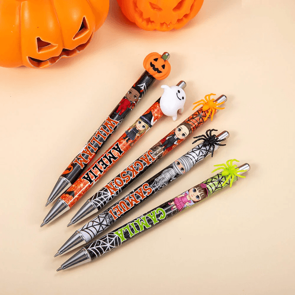 Personalisierte Kürbis Geist Halloween Cartoon Charakter Kugelschreiber mit Namen Halloween Party Geschenk für Kinder