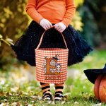 Personalized Cartoon Character Halloween Sweets Basket with Initial and Name Halloween Gift for Boys Girls