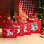 Personalized Cute Cartoon Snowman Large Jute Tote Bag with Name and Initial Party Favors Christmas Gift for Kids Family Friends