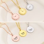 Personalized Dial Desgin Inlaid Zircon Necklace with Name Date and Time Dainty Jewelry Birthday Anniversary Gift for Baby New Mom