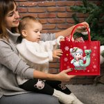 Personalized Cute Cartoon Snowman Large Jute Tote Bag with Name and Initial Party Favors Christmas Gift for Kids Family Friends