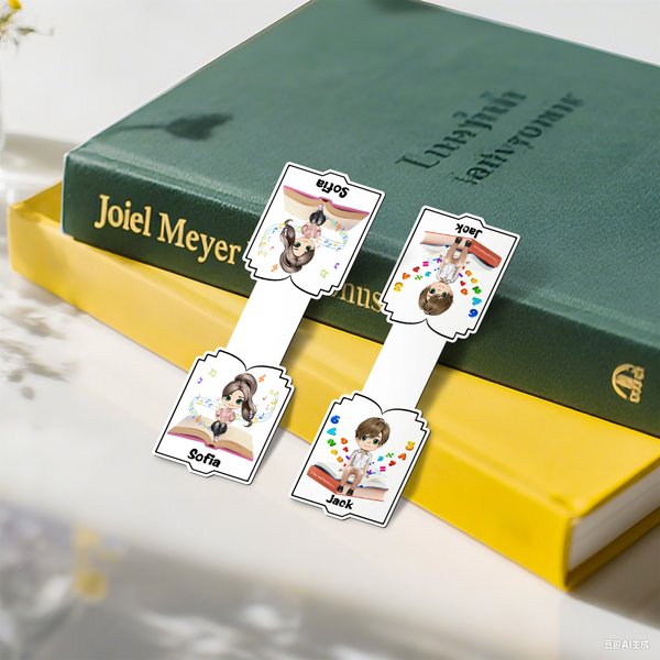 Personalized Cute Bookish Sitting Cartoon Character Magnetic Bookmark Clip with Name and Book Title Back to School Birthday Gift for Book Lovers