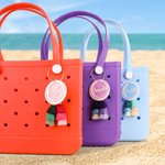 Personalised Multicolour Overlapping Circle Acrylic Bag Charm with Name and Tassel Beach Party Birthday Gift for Family Friend