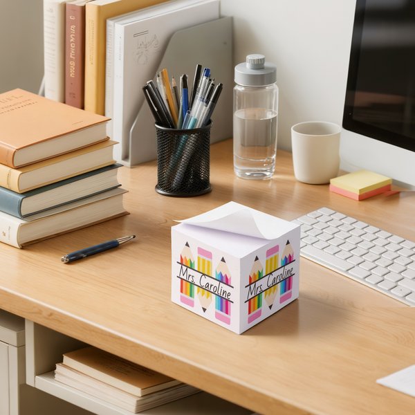 Personalized Pencil Cube Notepad with Title School Supplies Back to School Season Appreciation Gift for Teachers