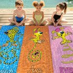 Toalla de playa personalizada con el nombre de un Marsupilami de cola larga Regalo de cumpleaños para un amigo o una familia | Callie × Marsupilami