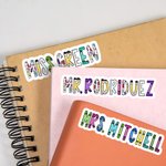 Personalized Waterproof Crayon Colorful Lable Stickers with Text School Supplies Back to School Birthday Teacher's Day Gift for Teacher