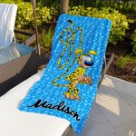 Toalla de playa personalizada con el nombre de un Marsupilami de cola larga Regalo de cumpleaños para un amigo o una familia | Callie × Marsupilami
