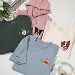 Personalisierte gestickte Cartoon Hund Katze Avatar Foto T-shirt Sweatshirt Hoodie mit Namen Memorial Sympathie Verlust von Haustier Geschenk für Tierliebhaber