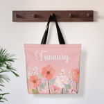 Flores de acuarela personalizadas Bolsa grande con nombre Accesorio de viaje Regalo de cumpleaños Aniversario para mujer