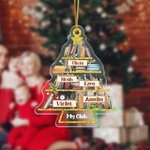 Personlig bokklubb julgran klar akrylprydnad med 1-9 namn och text julklapp för familj vänner bokälskare