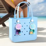 Personalised Multicolour Overlapping Circle Acrylic Bag Charm with Name and Tassel Beach Party Birthday Gift for Family Friend