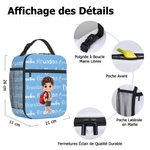 Sac Repas Isotherme Personnalisé avec Personnage de Dessin Animé et Nom Cadeau Rentrée Scolaire d’Anniversaire Pour Garçons et Filles