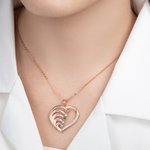 Personlig familjehjärta hänge i sterling silver med 1–6 graverade namn och födelsesten present till mamma och mormor