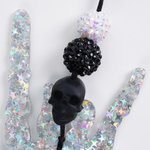 Personalized Black Silver Glitter Skeleton Rocker Hand Car Charm with Name Car Decor Birthday Gift for Edgy Mama New Drivers Car Owners