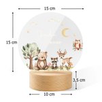 Veilleuse LED en Acrylique Personnalisée avec Nom et Texte Style d'Animal Mignon Socle en Bois Cadeau Anniversaire pour Garçons Filles
