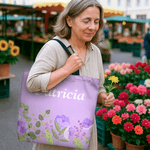 Flores de acuarela personalizadas Bolsa grande con nombre Accesorio de viaje Regalo de cumpleaños Aniversario para mujer