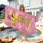 Personalized Cute Long-Tailed Marsupilami Oversized Beach Towel with Name Summer Vacation Pool Party Gift for Boys Girls | Callie × Marsupilami®