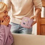 Personalized Birth Flower Cartoon Character Corduroy Sanitary Napkin Storage Bag with Name Portable Travel Essentials Daily Use Gift for Women