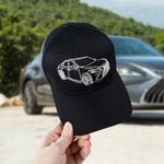 Personalised 100% Cotton Embroidered Line Car Photo Baseball Cap with Text Birthday Father's Day Gift for Car Lover Man
