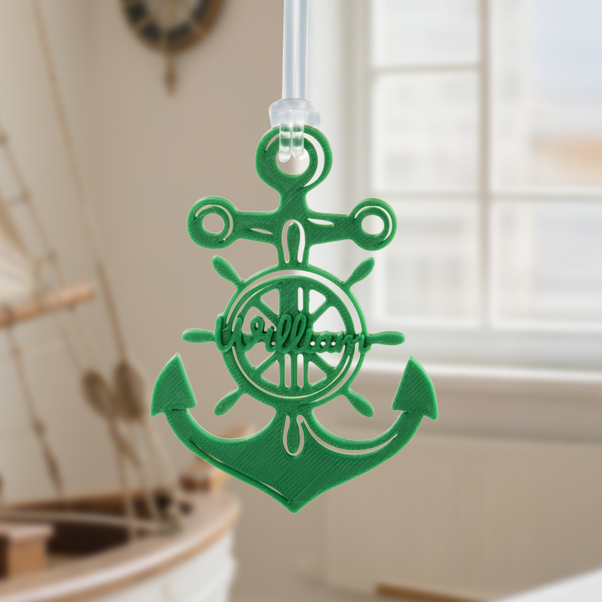 Ornement de bateau personnalisé avec nom Cadeau d'anniversaire et de voyage pour les passionnés de voile et d'océan.