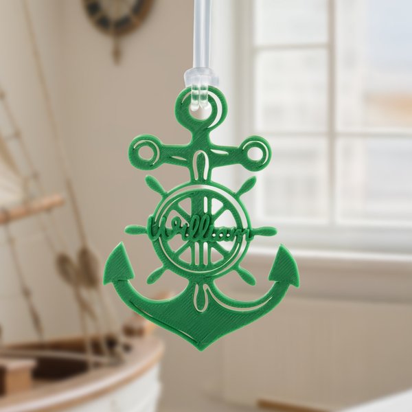 Rueda de barco personalizada Ancla náutica para colgar Adorno náutico con nombre Cumpleaños Regalo de viaje para entusiastas de la vela Amantes del océano Marineros