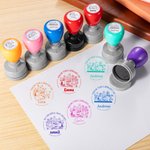 Personalized Multicolour Floral Book Pattern Stamp with Text and Name Teacher's Day Reading Motivation Birthday Gift for Teachers Book Lovers