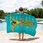 Serviette de plage personnalisée avec le nom du Marsupilami à longue queue Cadeau de vacances d'été pour garçons et filles | Callie × Marsupilami®.