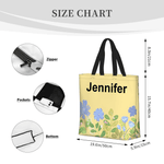 Flores de acuarela personalizadas Bolsa grande con nombre Accesorio de viaje Regalo de cumpleaños Aniversario para mujer