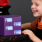 Personalized Cartoon Halloween Character Multicolor Stickers Labels with Name Set of 2 School Supplies Decor Halloween Party Gift for Boys Girls