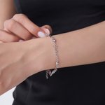 Bracelet Personnalisé avec 1 à 4 Pierres de Naissance et Noms Bijoux Minimaliste Cadeau Anniversaire Noël pour Femme