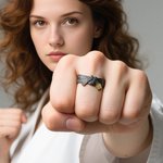 Bague de ceinture noire Dan rayée avec texte gravé Cadeau pour les amateurs de Karaté BJJ Taekwondo Aikido