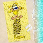 Toalla de playa personalizada con el nombre de un Marsupilami de cola larga Regalo de cumpleaños para un amigo o una familia | Callie × Marsupilami