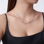 Personalized 1-5 Family Birthstones and Names Necklace Minimalist Jewelry Anniversary Birthday Gift for Women