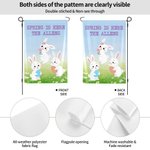 Personalized Daisy Meadow Sky Cute Whimsical Dancing Bunnies Garden Flag with Text Spring Outdoor Decor Easter Gift for Family Friend Garden Lovers