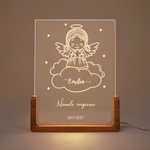 Personalisiertes Sternenkind Acryl LED-Nachtlicht mit Namen Text Datum und Holzsockel Erinnerungs­geschenk für Trauernde Eltern Familie