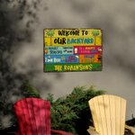 Personalized Distressed Retro Welcome to Our Party Metal Sign with Name and Place Wall Art Home Decor Summer Party Housewarming Gift for Family