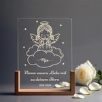 Personalisiertes Sternenkind Acryl LED-Nachtlicht mit Namen Text Datum und Holzsockel Erinnerungs­geschenk für Trauernde Eltern Familie