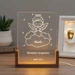 Personalisiertes Sternenkind Acryl LED-Nachtlicht mit Namen Text Datum und Holzsockel Erinnerungs­geschenk für Trauernde Eltern Familie