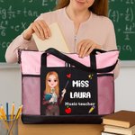 Borsa tote in tessuto Oxford personalizzata con testo personaggio e tasca a rete regalo per festa dell'insegnante rientro a scuola per insegnanti